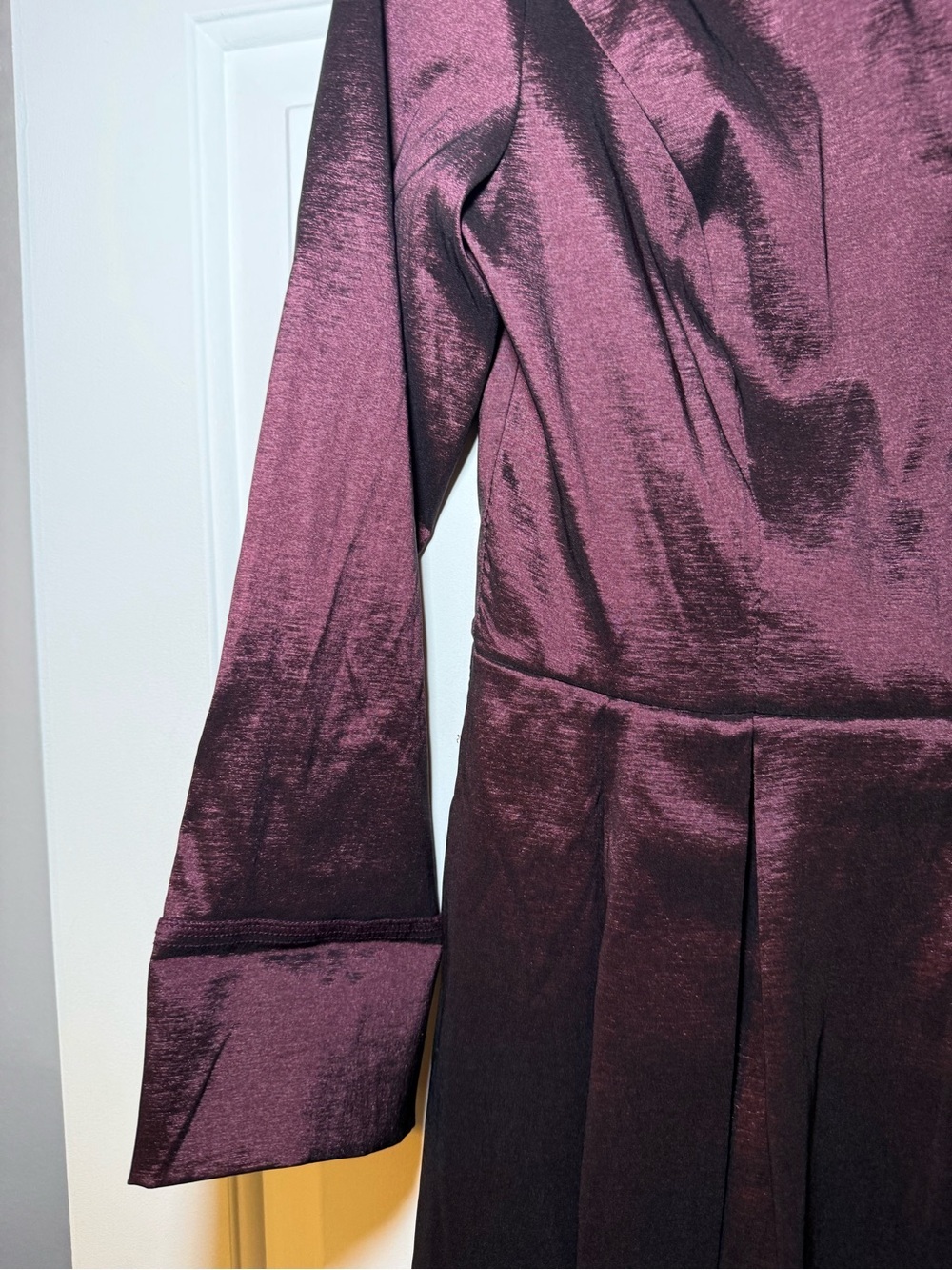 Emma Street Fit To Flare Classic Wine Shimmer Dress Sz 4 NWT Pleated Timeless - Picture 4 of 9